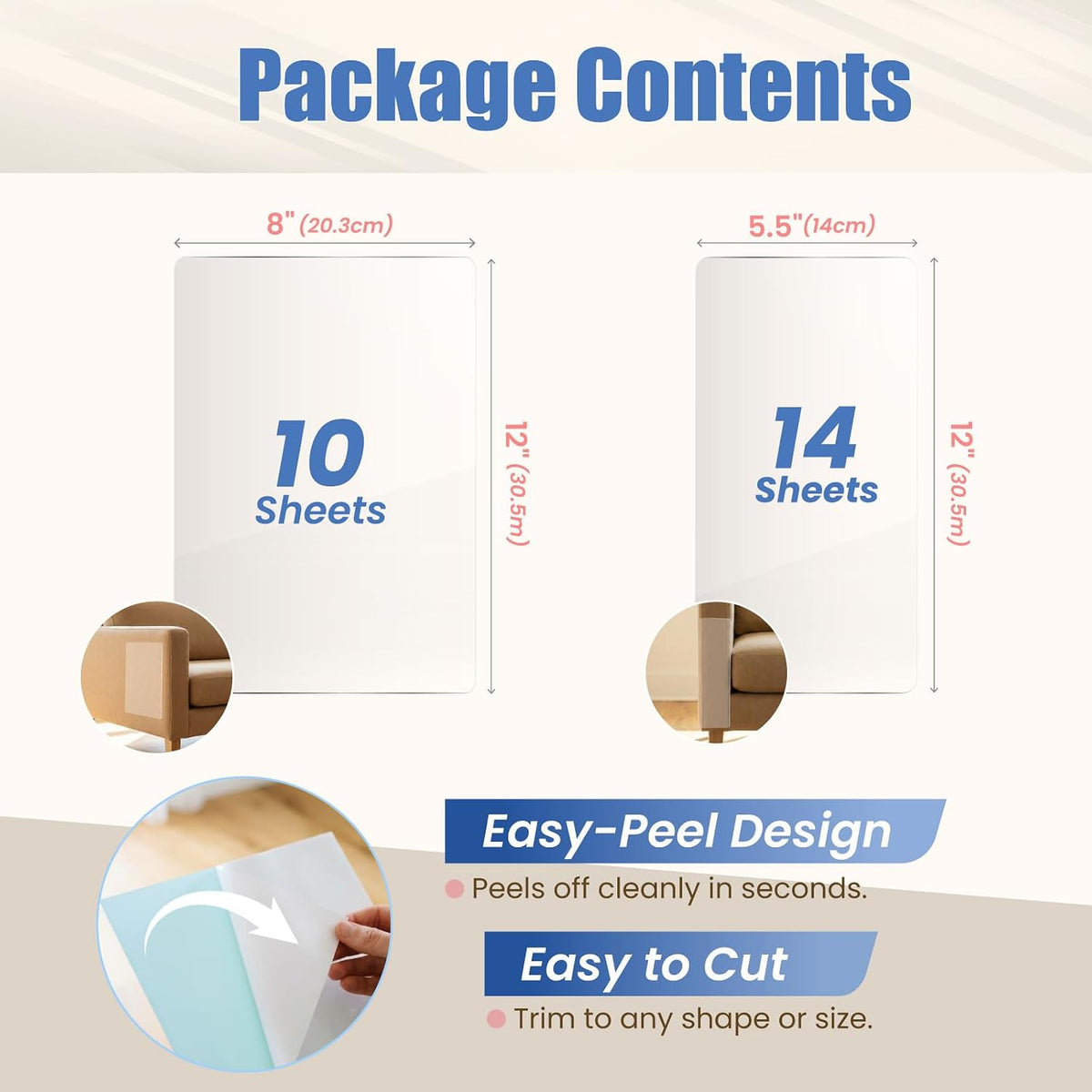 24PCS Cat Scratch Furniture Protector, Double Sided Couch Protectors Tape from Cats Claws Scratching, Clear Sticky Sheets Proof Clawing Sofa Corner Protection Cover anti Scratch for Furniture